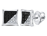 Enhanced Black Diamond Kite Post Earrings 1/10 Carat (ctw) in Sterling Silver